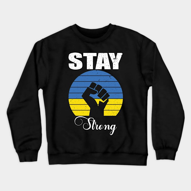 Ukraine Strong Retro Vintage Flag Crewneck Sweatshirt by Teeartspace